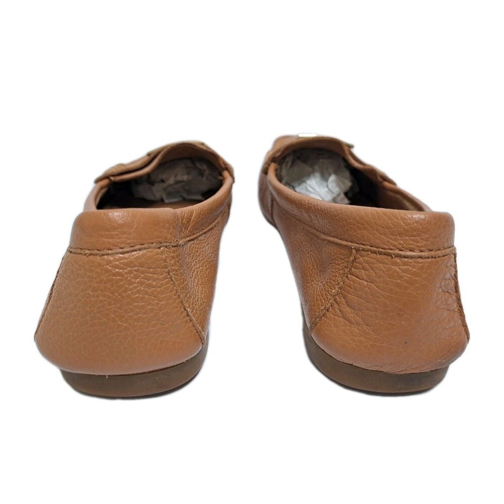 Coach Fredrica Pebbled Leather Driving Loafers Womens 8.5 Tan Gold Logo A5175 - Picture 10 of 11